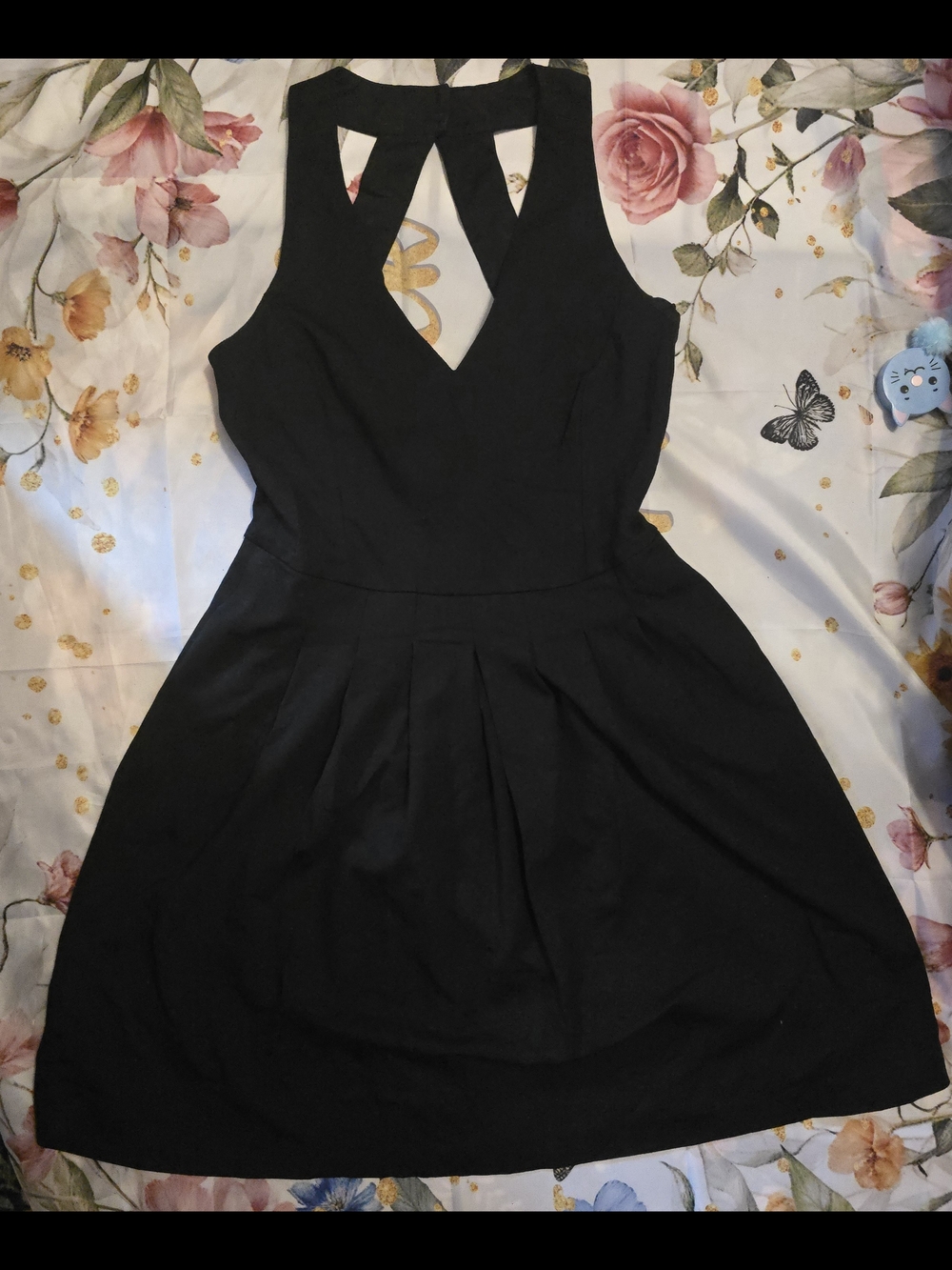 Banana Republic Black Sleeveless Fit-and-Flare Dress with Cutout Detail